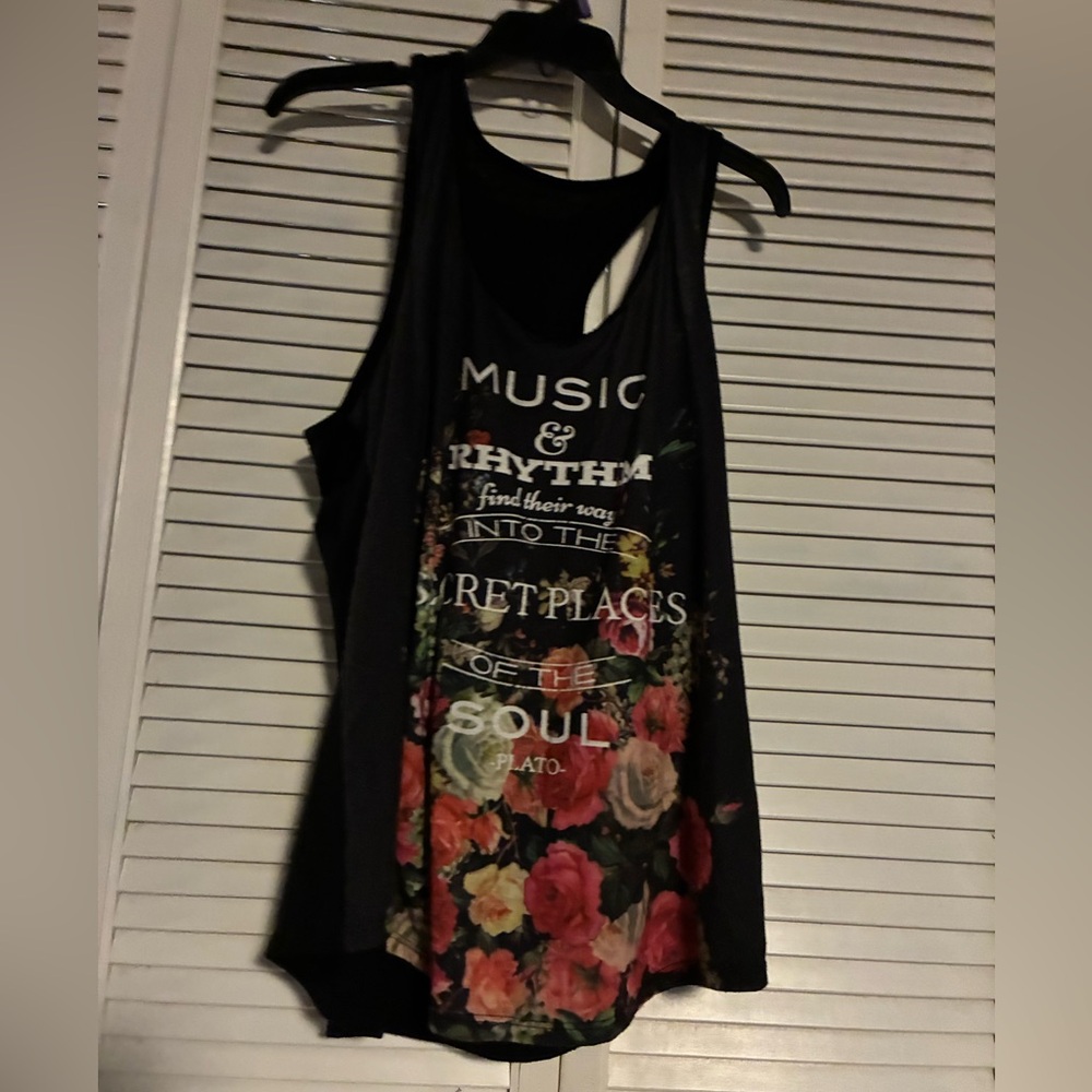 Black Matter Black Floral Tank Top